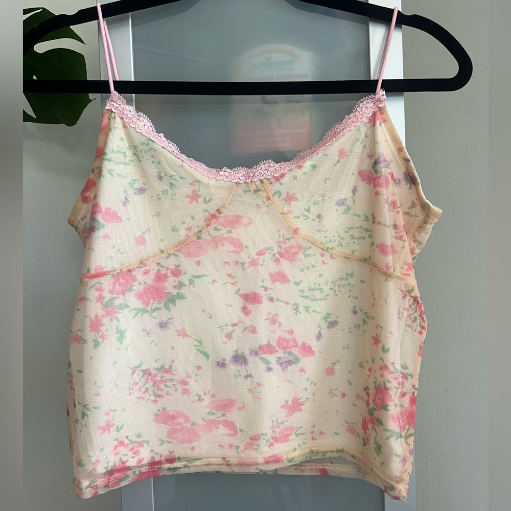 Floral mesh top